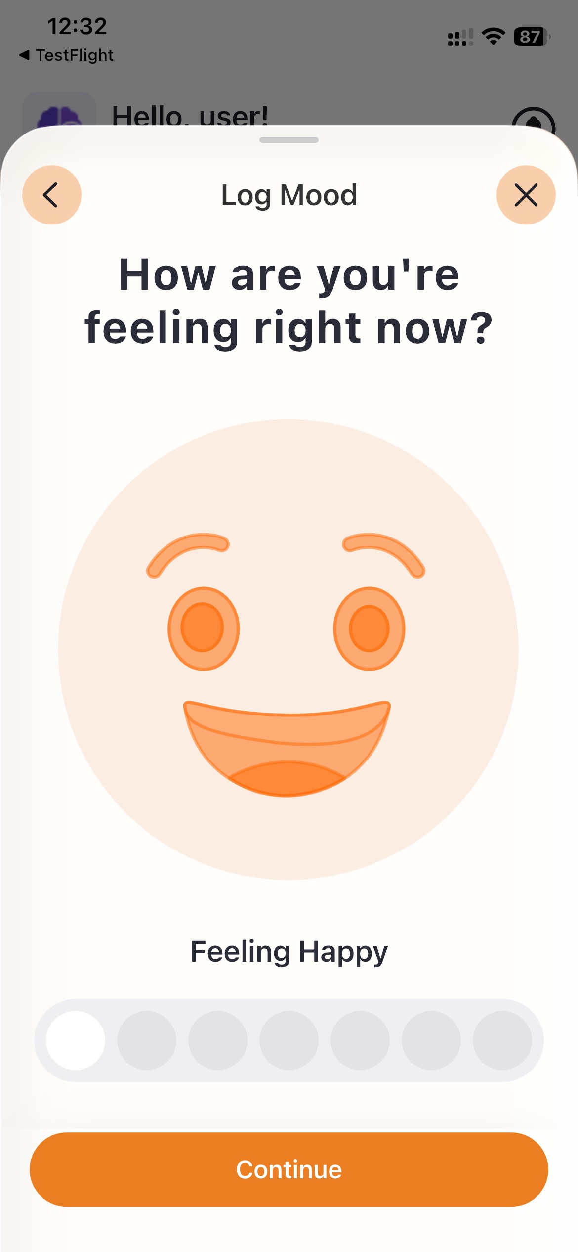 A secondary mobile app screen mockup showing a guided meditation interface with a central glowing sphere.